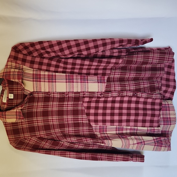 Coldwater Creek into the mix plaid tunic button-up patchwork size small - Picture 1 of 8
